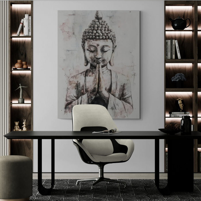 Tablou Canvas Buddha Gri Argintiu [1]