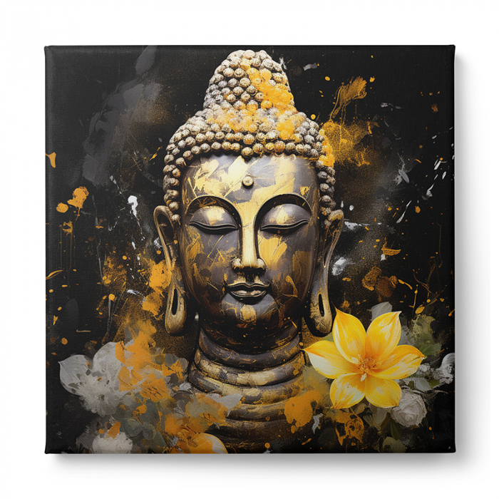Tablou Buddha Galben cu FloarI [2]