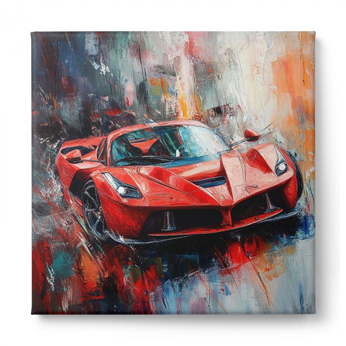 Tablou canvas cu Ferrari roșu în mișcare [2]