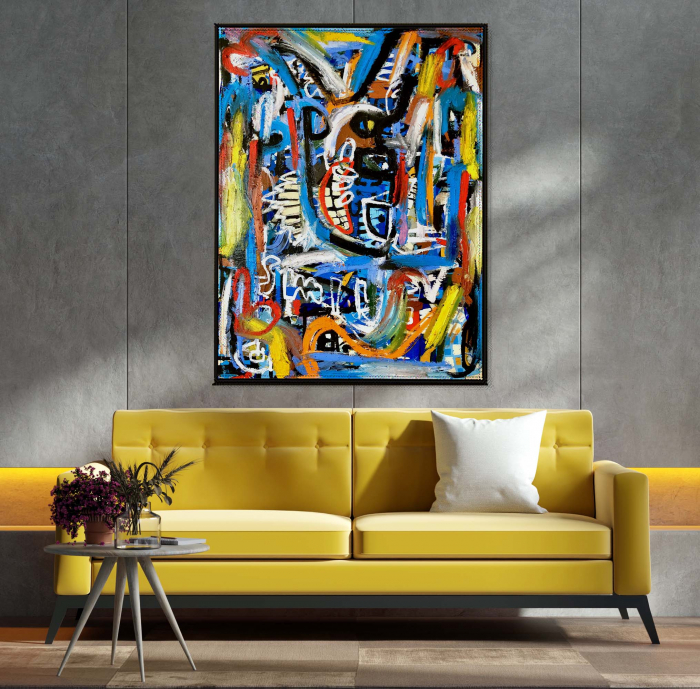 Tablou canvas, Graffiti, abstract, multicolor, pentru sufragerie, 50 x 70 cm [1]