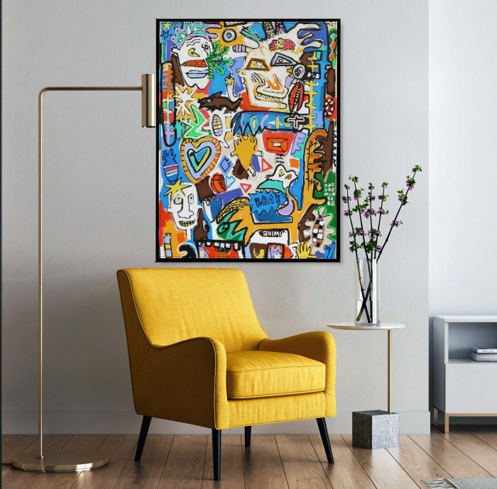 Tablou canvas, Graffiti, haios,multicolor, pentru living, 50 x 70 cm [1]