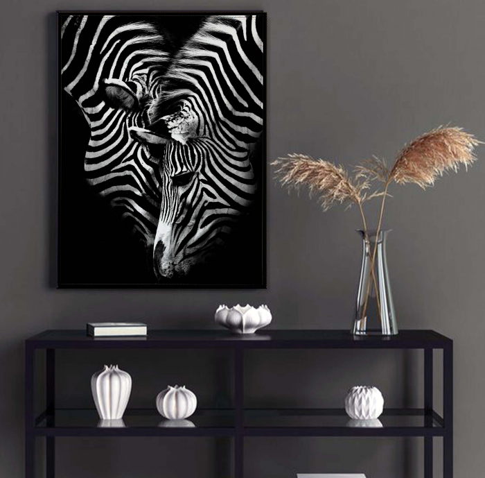 Tablou canvas modern cu Zebre, alb negru, pentru hol, dormitor [1]
