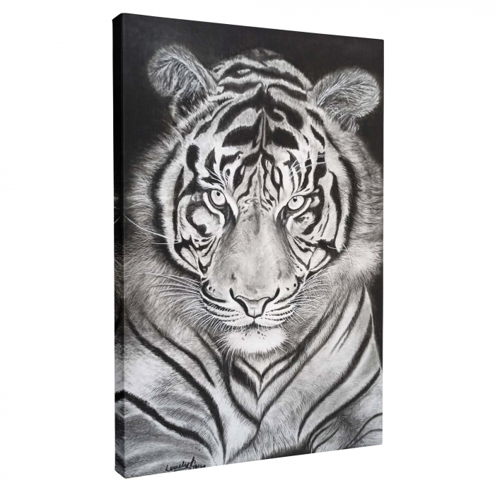 Tablou canvas, alb negru, Tigru, pentru living [2]