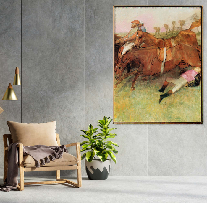 Tablou canvas modern Scene from the Steeplechase The Fallen Jockey de Edgar Degas pentru living. [1]