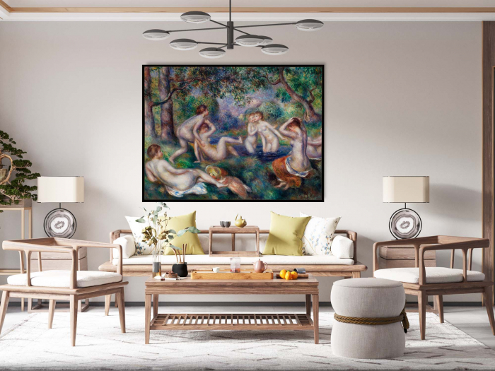 Reinterpretare modernă a lui Renoir, Bathers in the Forest, pe canvas premium. [1]