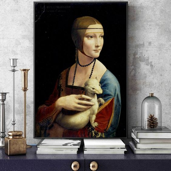 Reinterpretare modernă a Lady with an Ermine pe canvas [2]