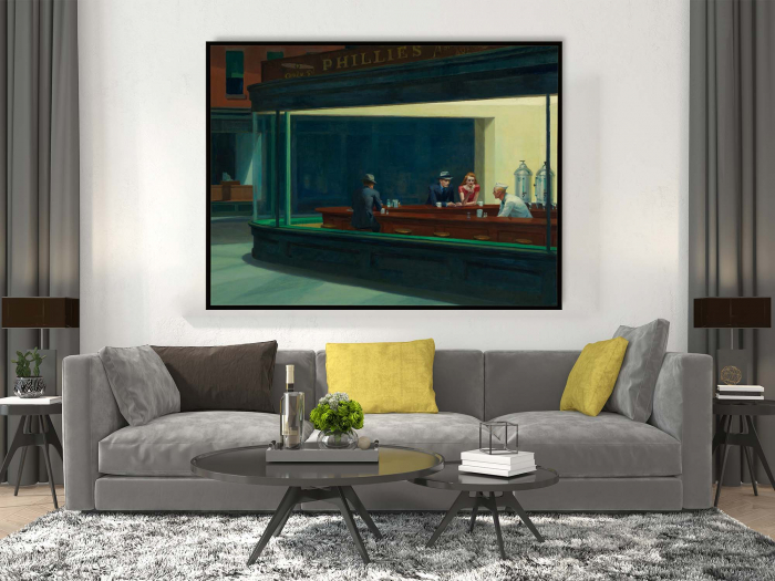 Tablou canvas abstract colorat "Nighthawks" de Edward Hopper pe panză premium [1]