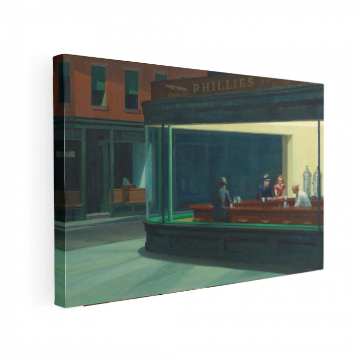 Tablou canvas abstract colorat "Nighthawks" de Edward Hopper pe panză premium [2]