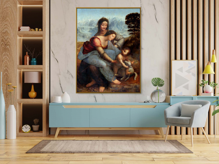 Reinterpretare modernă a operei lui da Vinci, „The Virgin and Child with Saint Anne” pe canvas. [1]