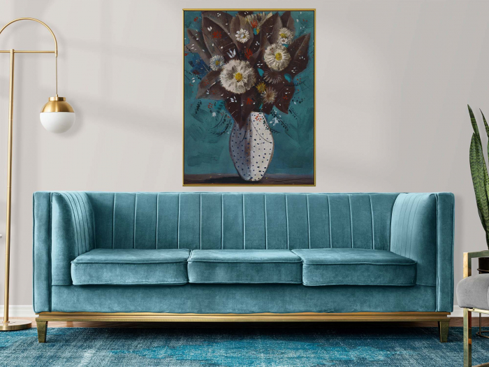 Tablou canvas abstract vază cu flori albe, stil clasic. [1]