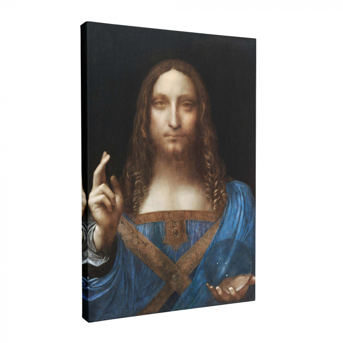 Reinterpretare modernă a Salvator Mundi de Leonardo da Vinci pe canvas. [4]