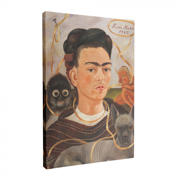 Print canvas Frida Kahlo, Self-portrait with Small Monkey [2]