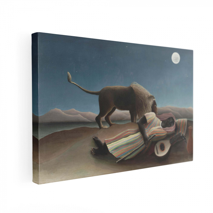 Reinterpretare modernă a tabloului The Sleeping Gypsy de Henri Rousseau pe canvas. [2]