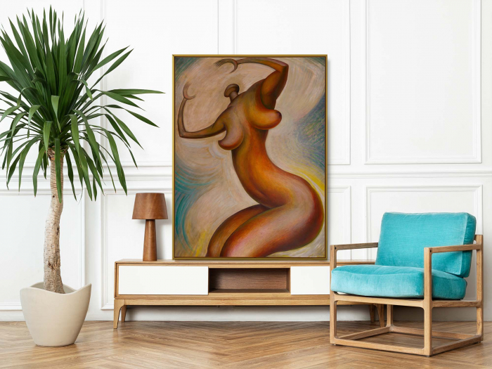 Tablou canvas, Intaglio, color, Suprarealism, Silueta femeie, print pe panza Premium, pentru living, hol, dormitor [1]