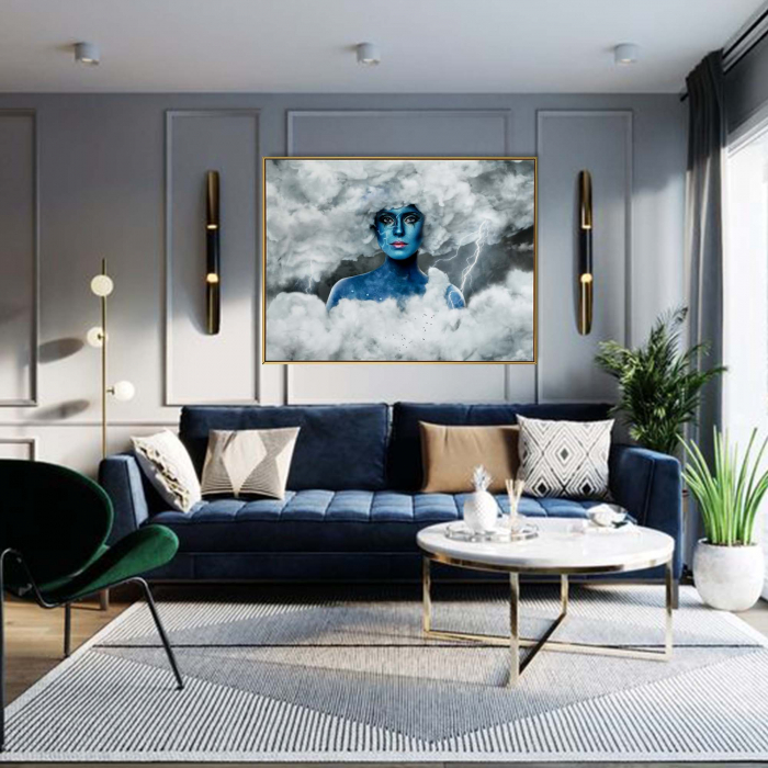 Tablou canvas, Intaglio, Modern, color, Femeie in nori, print pe panza Premium, pentru living [2]