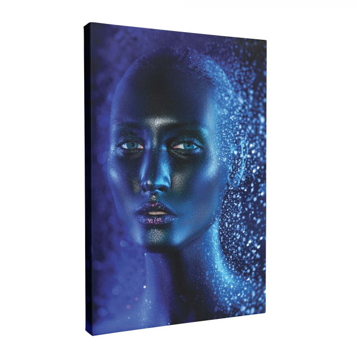Tablou canvas, Intaglio, Modern, albastru, Portret femeie senzuala, print pe panza Premium, pentru living [2]