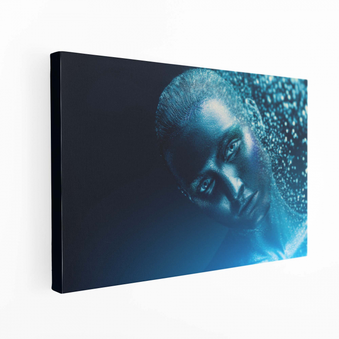 Tablou canvas, Intaglio, Modern, albastru, Femeie senzuala, print pe panza Premium, pentru dormitor [3]