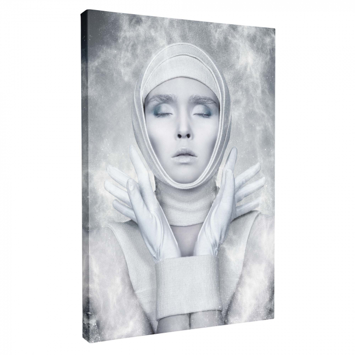 Tablou canvas, Intaglio, Modern, gri, Portret Femeie, print pe panza Premium, pentru living [4]