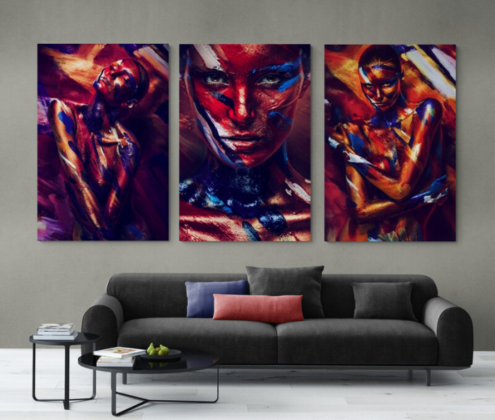Tablou canvas, Intaglio, Modern, multicolor, Portret Femeie, print pe panza Premium, pentru bucatarie [3]
