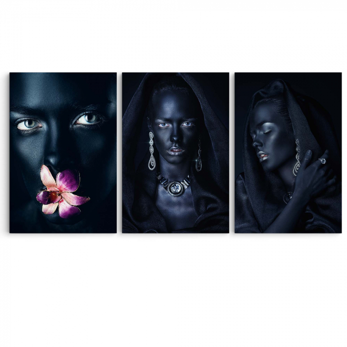Tablou canvas, Intaglio, Modern, negru, Portret femeie, print pe panza Premium, pentru living [3]