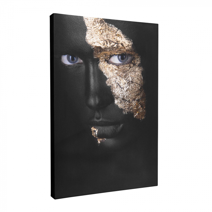 Tablou canvas, Intaglio, Modern, negru auriu, Portret Femeie, print pe panza Premium, pentru living [5]
