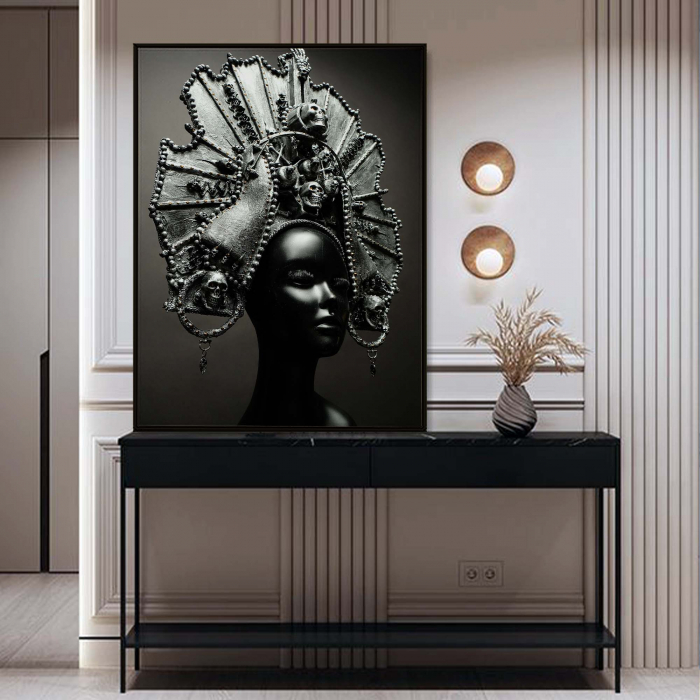 Tablou canvas, Intaglio, Modern, negru, Portret elegant, print pe panza Premium, pentru bucatarie [2]