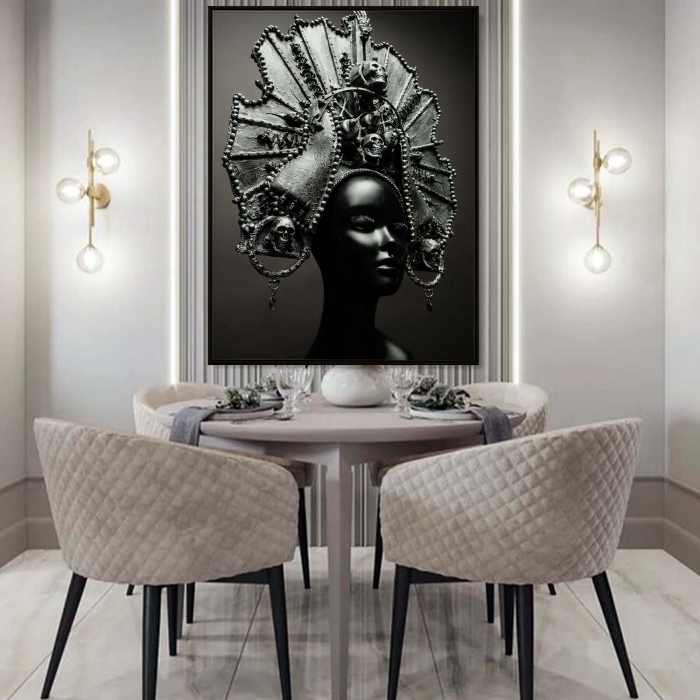Tablou canvas, Intaglio, Modern, negru, Portret elegant, print pe panza Premium, pentru bucatarie [1]