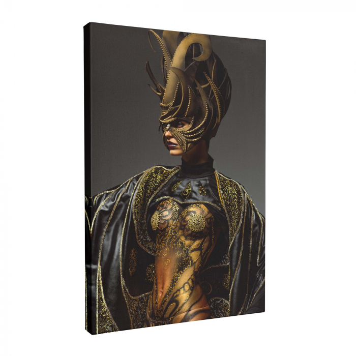 Tablou canvas, Intaglio, Modern, gri, Portret Femeie misterioasa, print pe panza Premium, pentru dormitor [3]