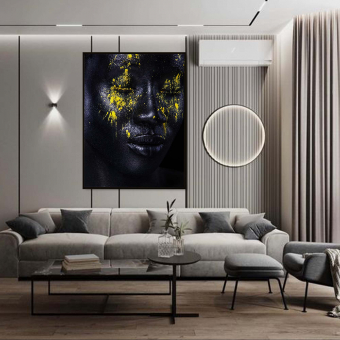 Tablou canvas, Intaglio, Modern, negru, Portret femeie, print pe panza Premium, pentru living [1]