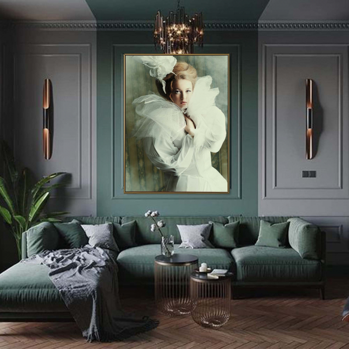 Tablou canvas, Intaglio, Modern, Portret Femeie vintage, print pe panza Premium, pentru living [1]
