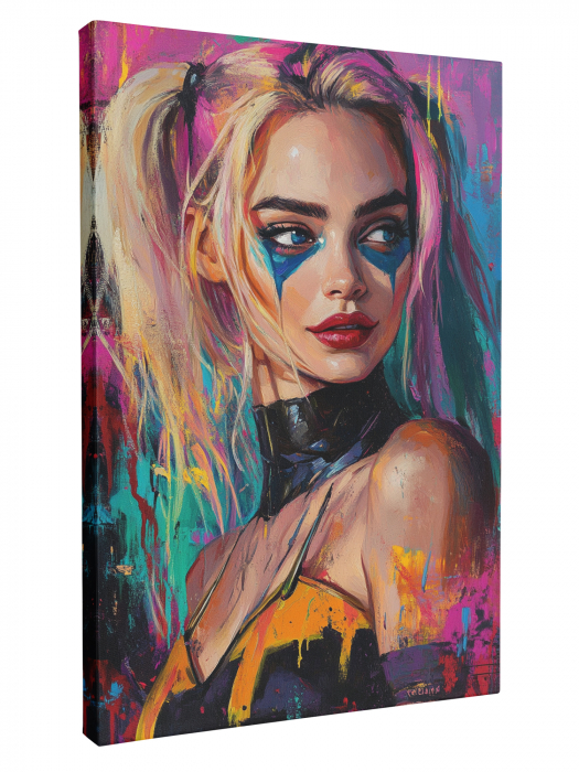 Tablou canvas cu un portret artistic al personajului Harley Quinn [2]