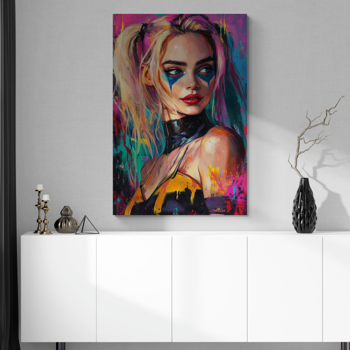 Tablou canvas cu un portret artistic al personajului Harley Quinn [1]