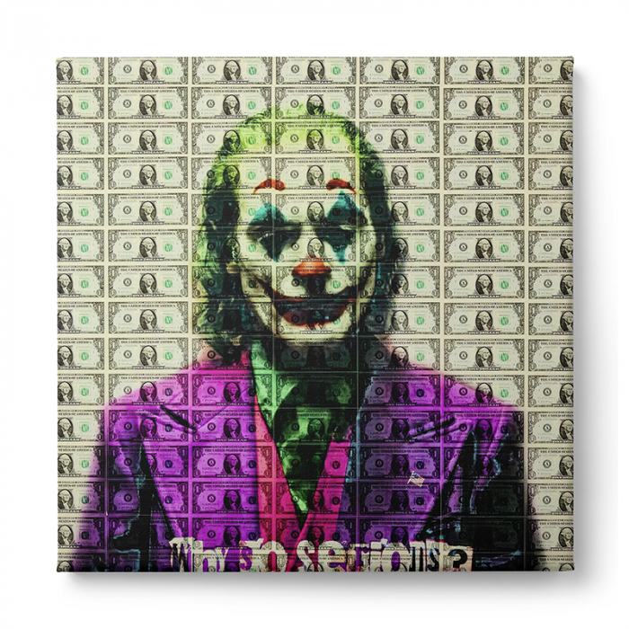 Tablou Canvas portret Joker, format din bancnote de un dolar [3]
