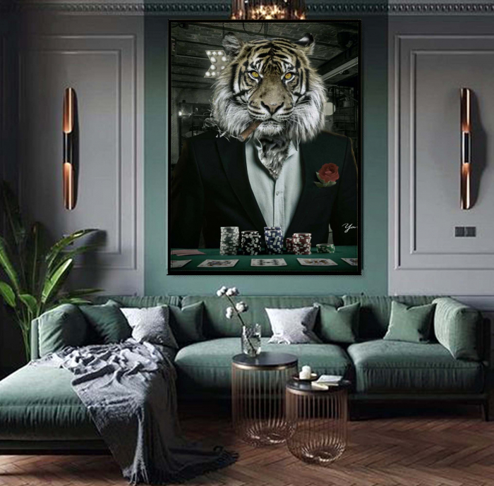 Tablou canvas, Leu, Poker, elegant, living, 50 x 70 cm [1]