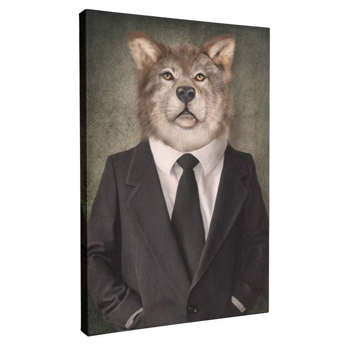 Set 3 tablouri cu animale Leu, Lup, Elefant, pentru living, birou [4]
