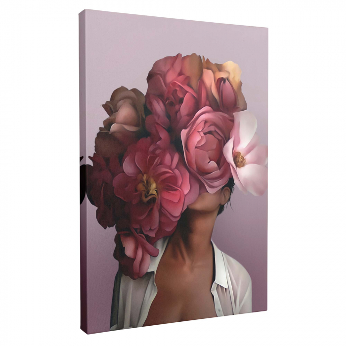 Tablou canvas modern, Portret Femeie cu flori pe cap, pentru living, bucatarie [2]