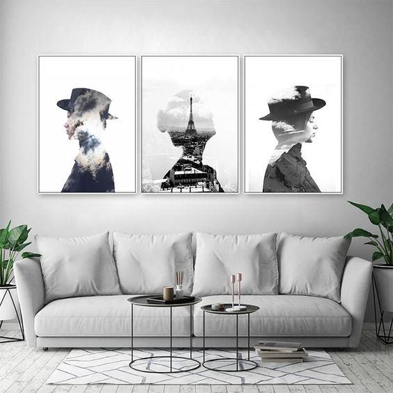 Tablou canvas Portret in dubla expunere, pentru living modern [1]