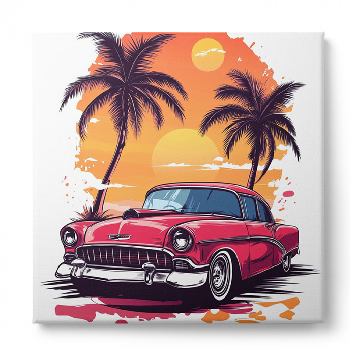 Tablouri canvas cu mașini clasice americane ilustrate artistic [3]
