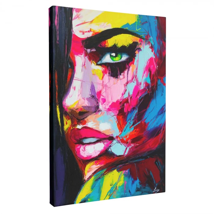 Tablou canvas modern, portret femeie abstract, multicolor pentru living, hol [3]
