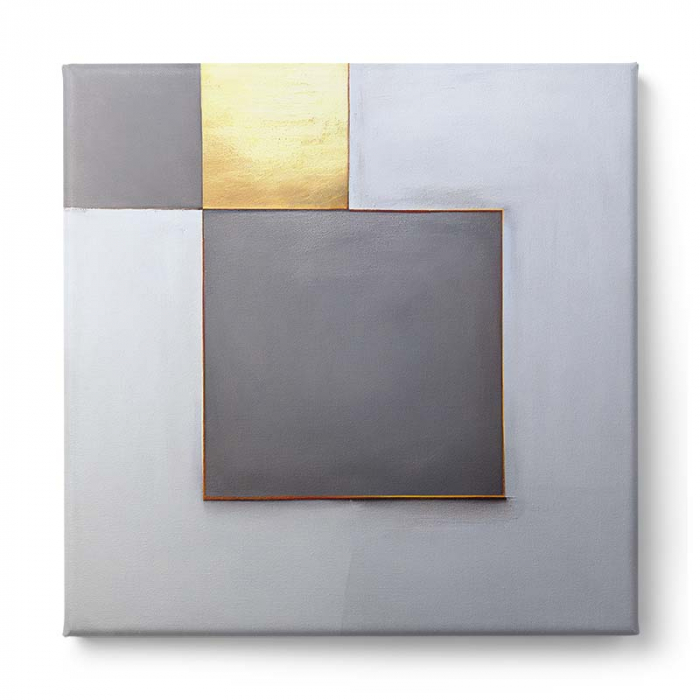 Tablou canvas, modern, abstract, minimalist, geometric, nuante de auriu si gri, pentru dormitor [2]