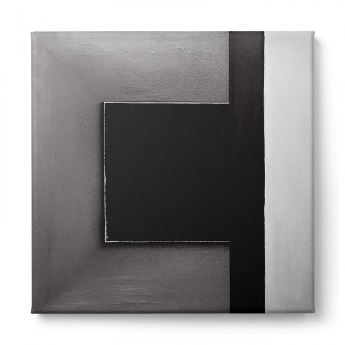 Tablou canvas, modern, abstract, minimalist, geometric, nuante de gri negru, alb, pentru living [2]