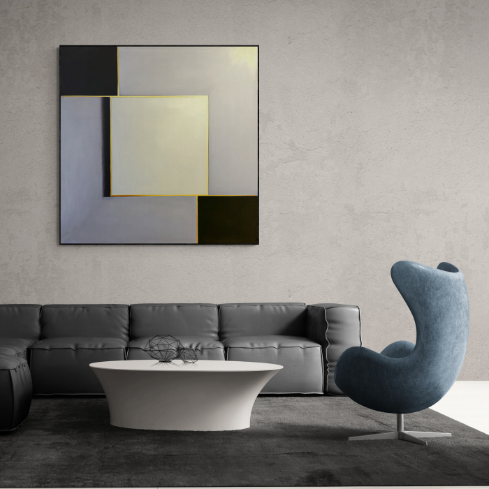 Tablou canvas, modern, abstract, minimalist, gri si negru, pentru living, hol [1]