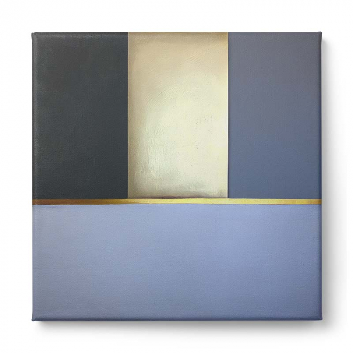 Tablou canvas, modern, abstract, minimalist, nuante de albastru si auriu, pentru living [2]