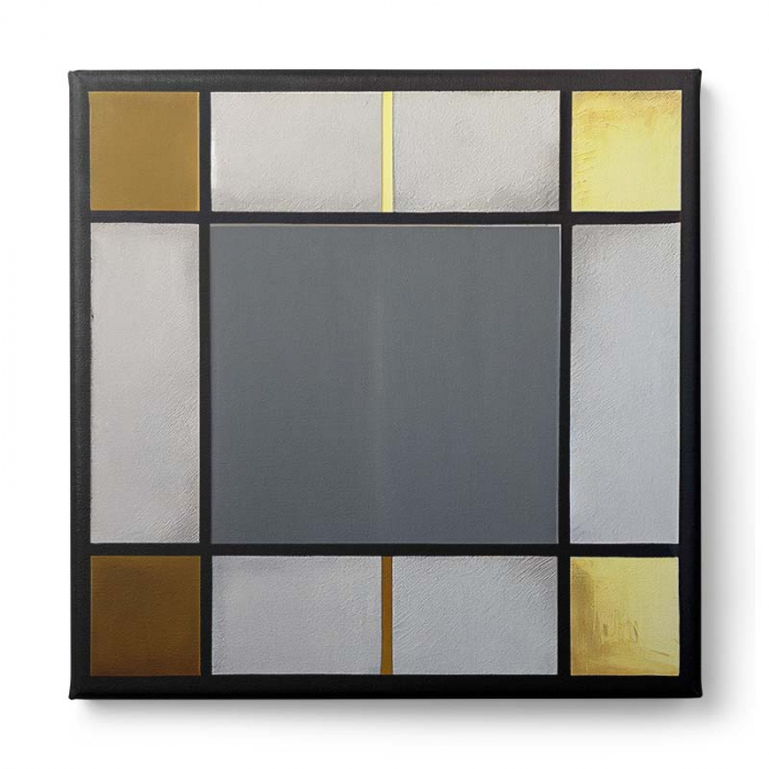 Tablou canvas, modern, abstract, minimalist, nuante de gri si auriu, pentru living [2]