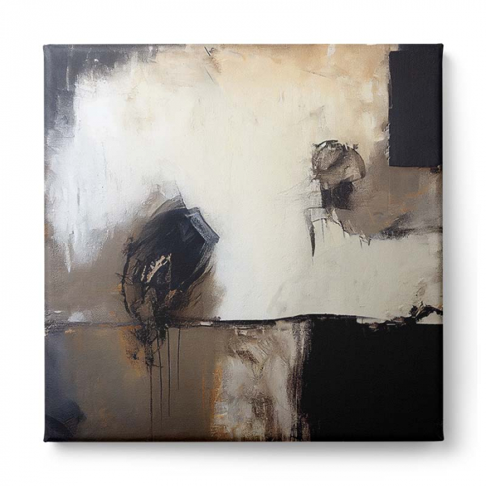 Tablou canvas, modern, abstract, nuante de negru si cream, pentru living, birou [2]