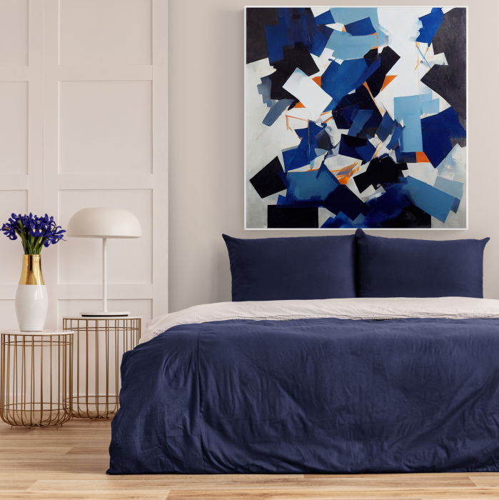 Tablou canvas, modern, abstract, nuante de alb si albastru, colorat pentru living, dormitor [1]