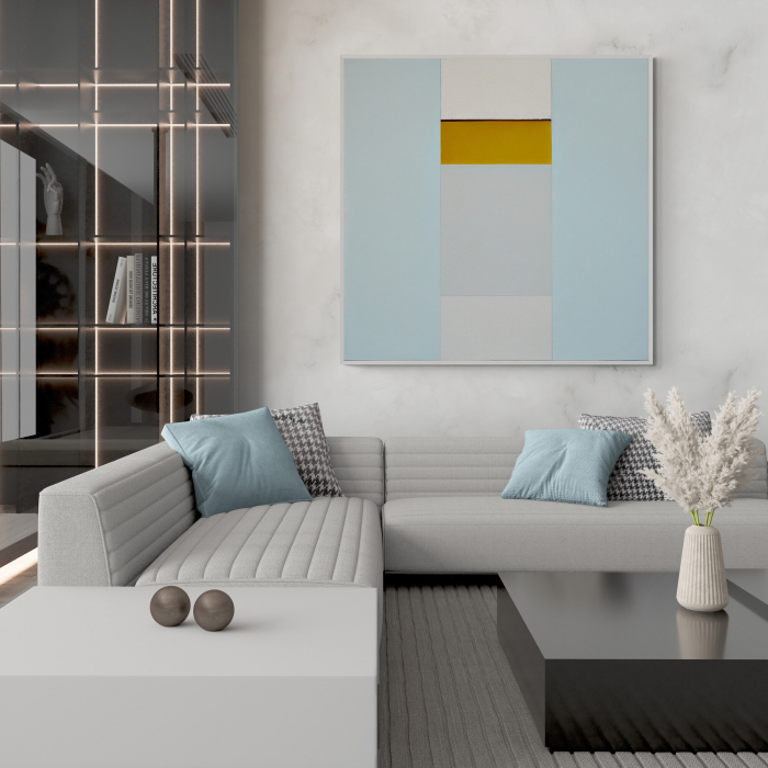 Tablou canvas, modern, abstract, nuante deschise, bleu ciel, pentru dormitor [1]
