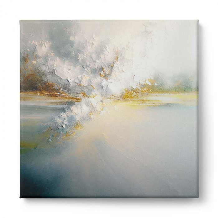 Tablou canvas, modern, abstract, nuante luminoase de bleu ciel si alb, pentru living [2]