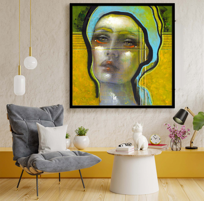 Tablou canvas, modern, abstract, portret multicolor, pentru living [1]