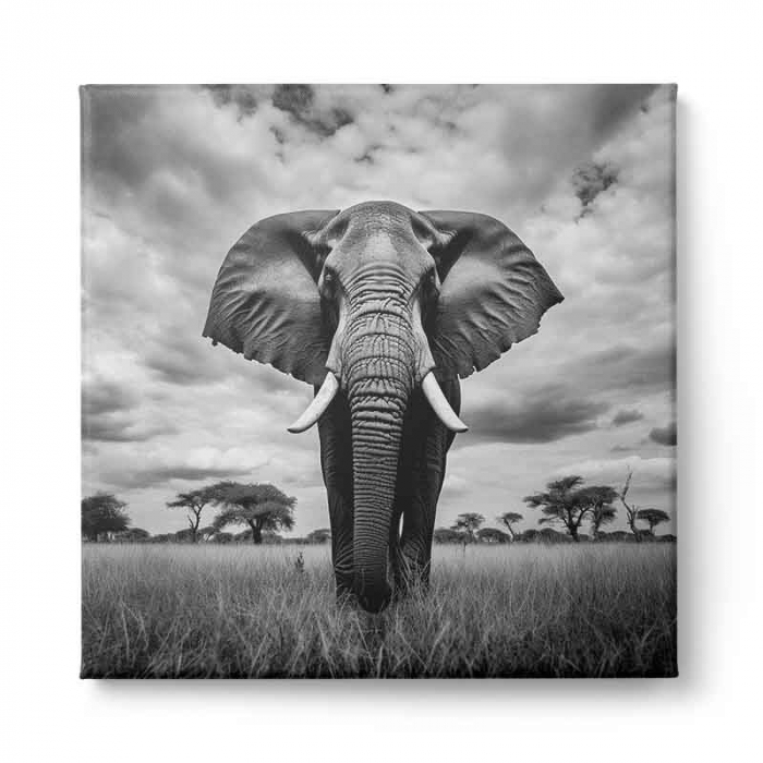 Tablou canvas, modern, Animale, Elefanti, alb negru, pentru hol, living [2]
